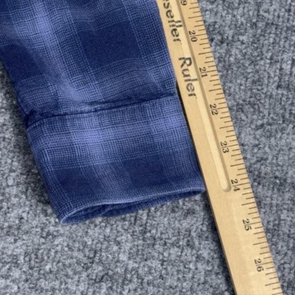 T.M. Lewin Shirt Mens Medium Blue Plaid Brushed Cotton Button Down Long Sleeve - Picture 15 of 16